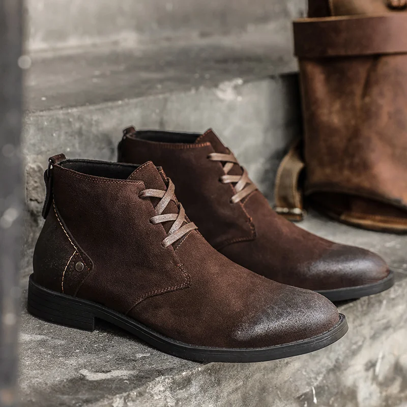 Men Shoes Office - 새로운 소가죽 스웨이드 앵클 부츠 수제