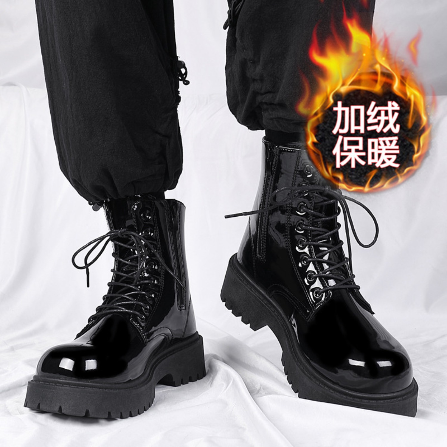 Men Shoes Office - 남성용 따뜻한 플러시 하이탑 부츠 겨울용