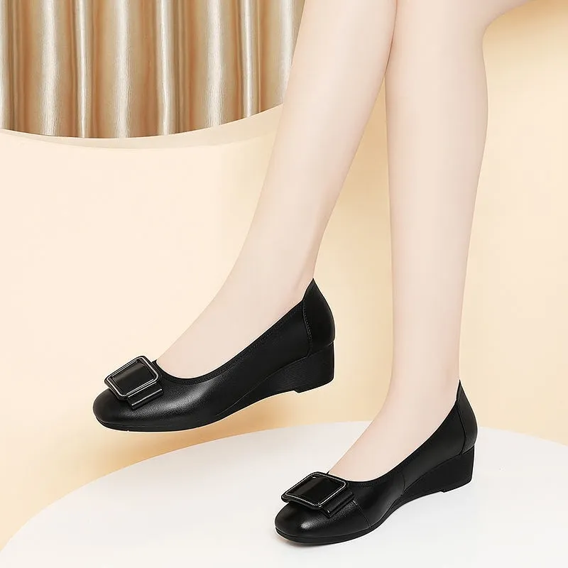 Men Shoes Elegant - 여성용 귀여운 라운드 토 가벼운 블랙
