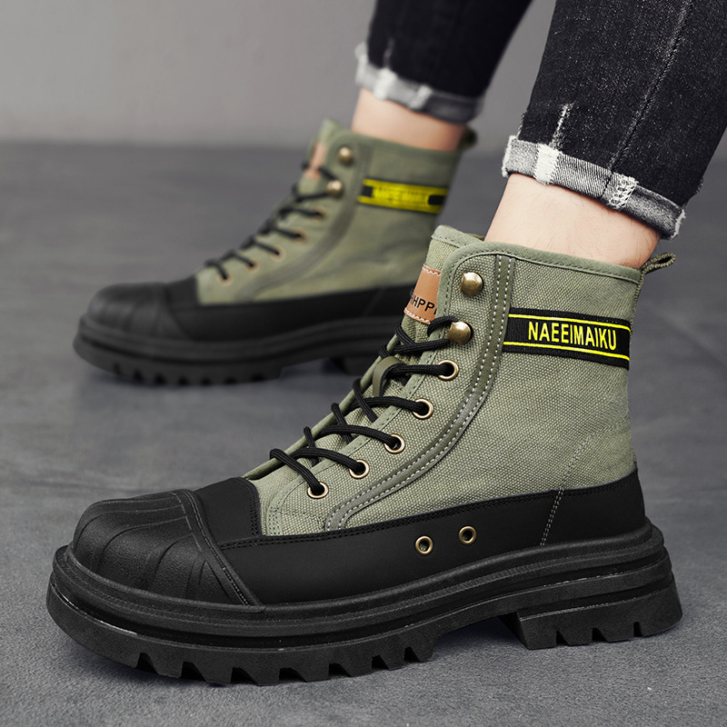 Men Shoes Office - 남성용 캔버스 부츠 패션 하이탑 캐주얼