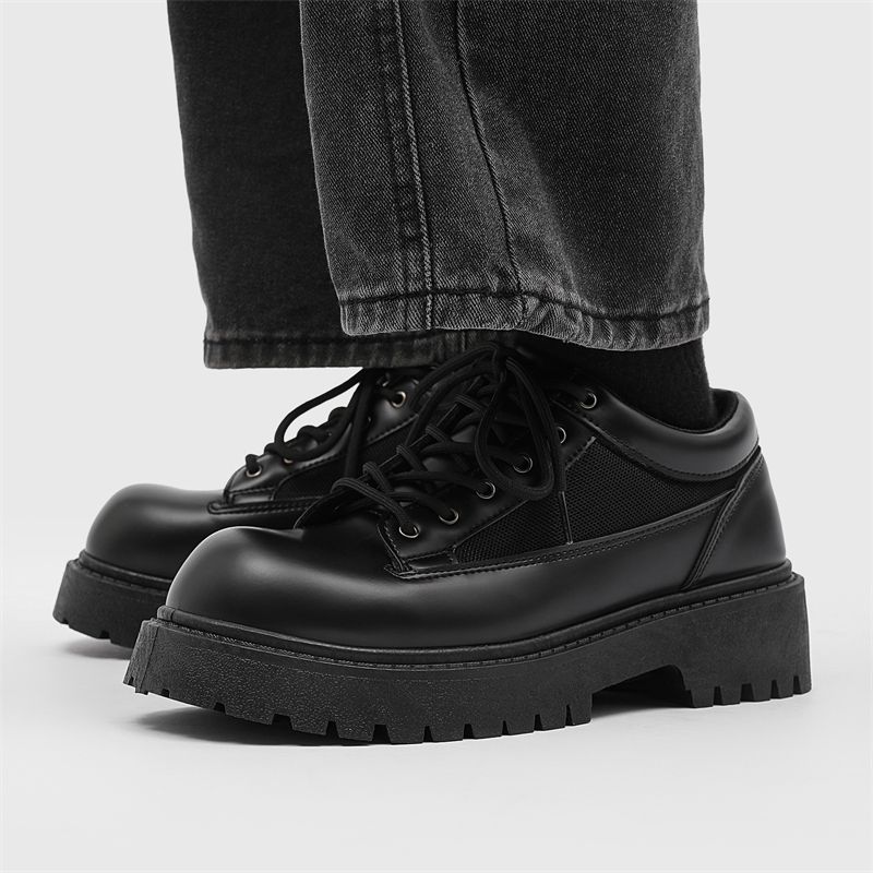 Men Shoes Office - 남성 영국 스타일 캐주얼 키높이 블랙