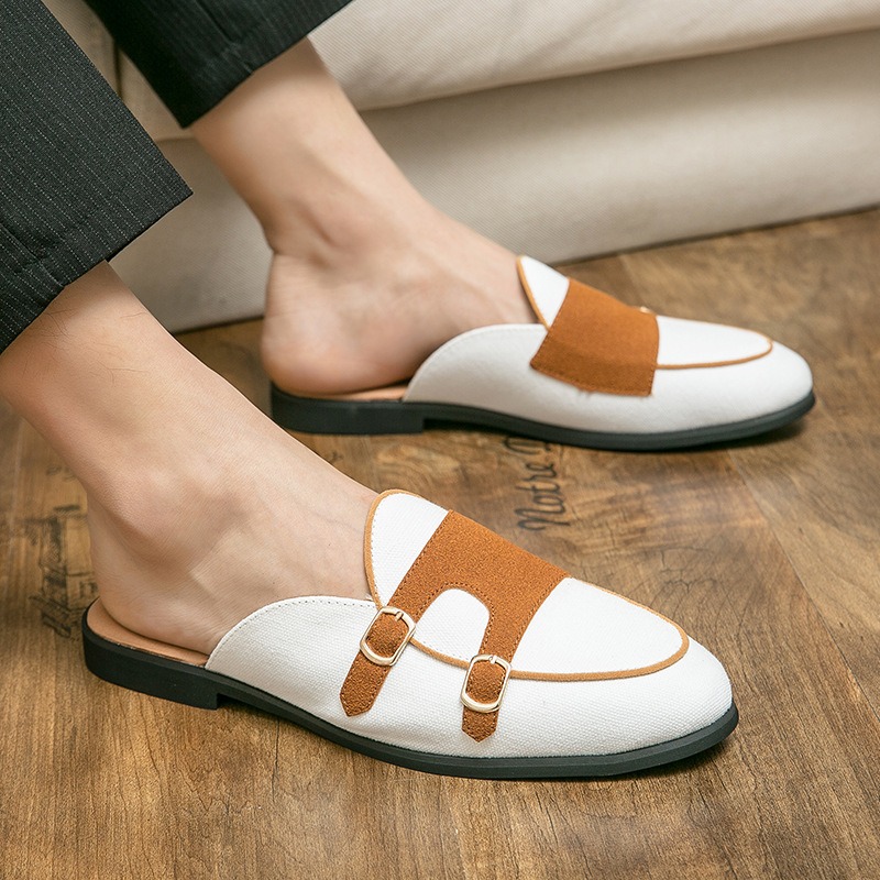 Men Shoes Office - 캔버스 뮬 하프 슈즈 남성용 영국