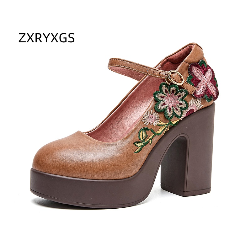 Men Shoes Elegant - ZXRYXGS 탑 레이어 소가죽 자수 꽃