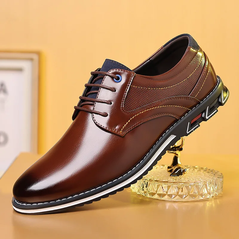 Men Shoes Elegant - 레트로 남자 비즈니스 가죽 신발 남자를위한