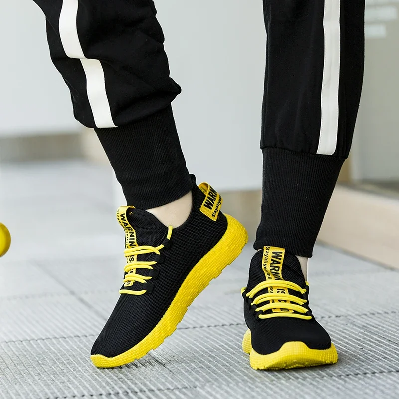남성용 통기성 레이스업 메쉬 스니커즈, 2024 신상  - Men Shoes Yellow 리뷰 및 가격