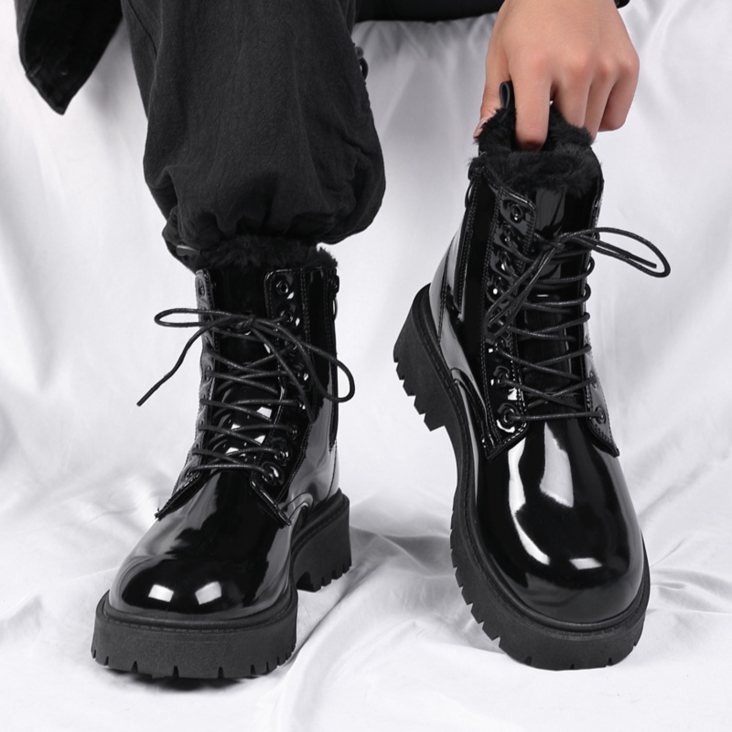남성용 따뜻한 플러시 하이탑 부츠 겨울용 소프트솔 논슬 - Men Shoes Office 리뷰 및 가격