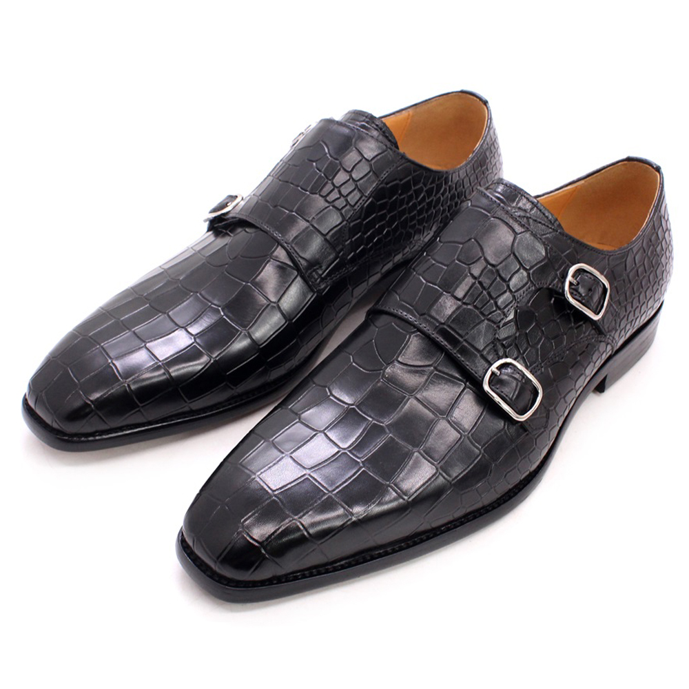 남성 클래식 엘레강스 블랙 가죽 몽크 스트랩 버클 악어 - Men Shoes Elegant 리뷰 및 가격
