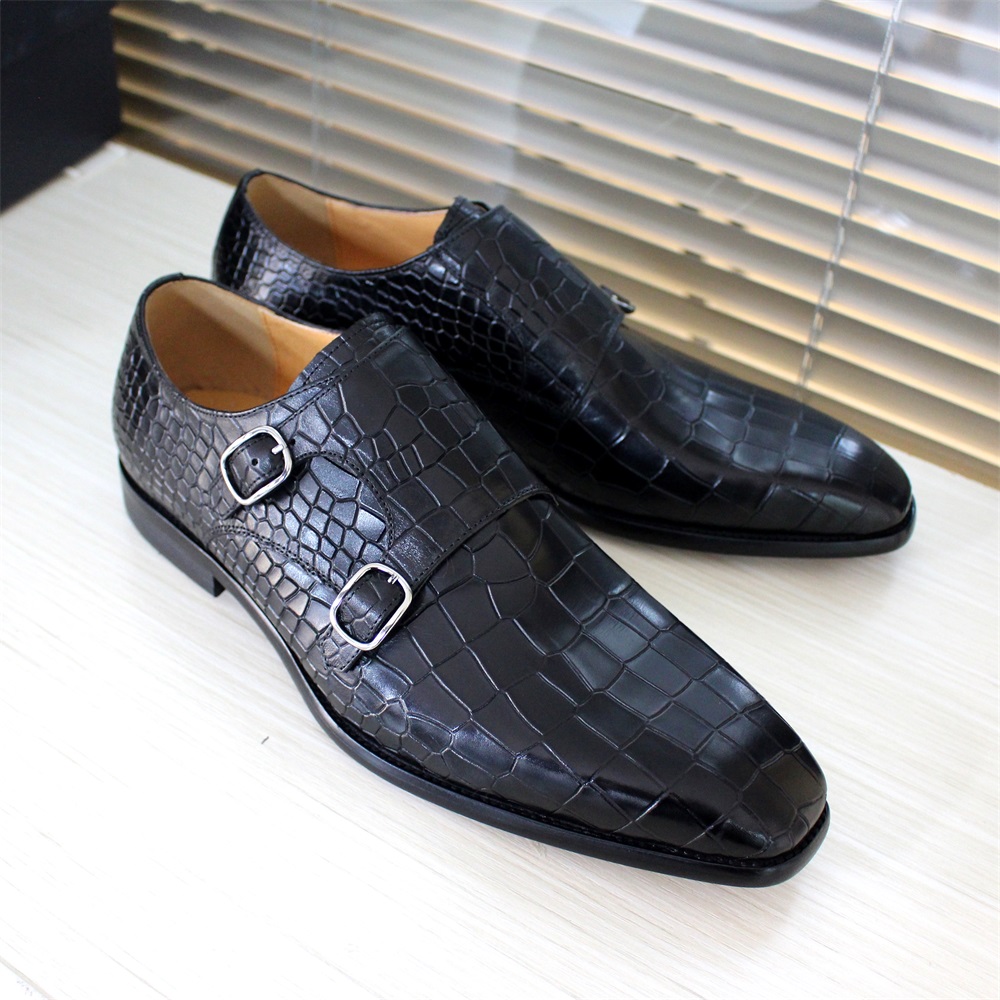 남성 클래식 엘레강스 블랙 가죽 몽크 스트랩 버클 악어 - Men Shoes Elegant 리뷰 및 가격