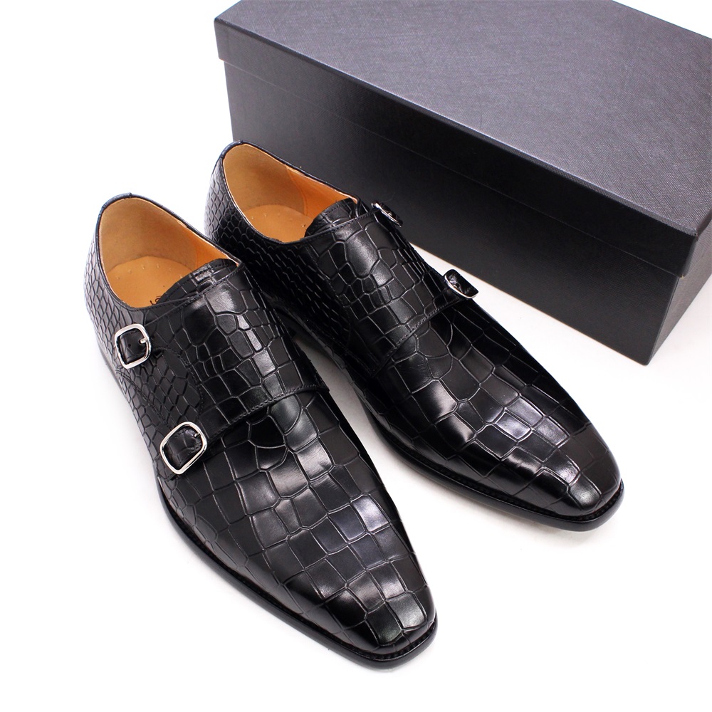 남성 클래식 엘레강스 블랙 가죽 몽크 스트랩 버클 악어 - Men Shoes Elegant 리뷰 및 가격