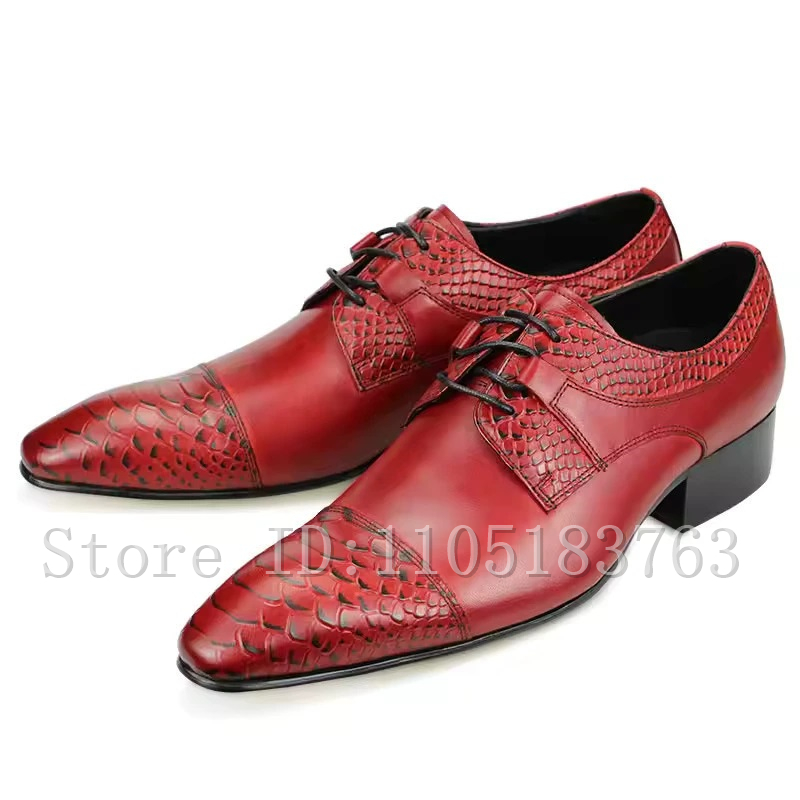 남성용 레드 천연 가죽 옥스퍼드 슈즈, 우아한 포인티드 - Men Shoes Elegant 리뷰 및 가격