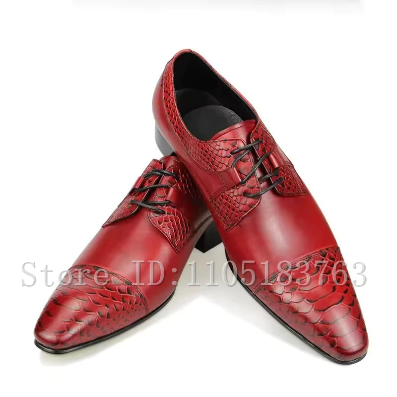 남성용 레드 천연 가죽 옥스퍼드 슈즈, 우아한 포인티드 - Men Shoes Elegant 리뷰 및 가격