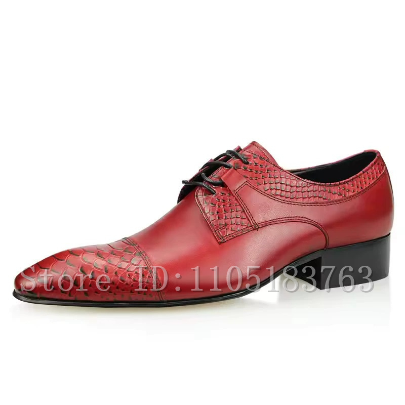 남성용 레드 천연 가죽 옥스퍼드 슈즈, 우아한 포인티드 - Men Shoes Elegant 리뷰 및 가격