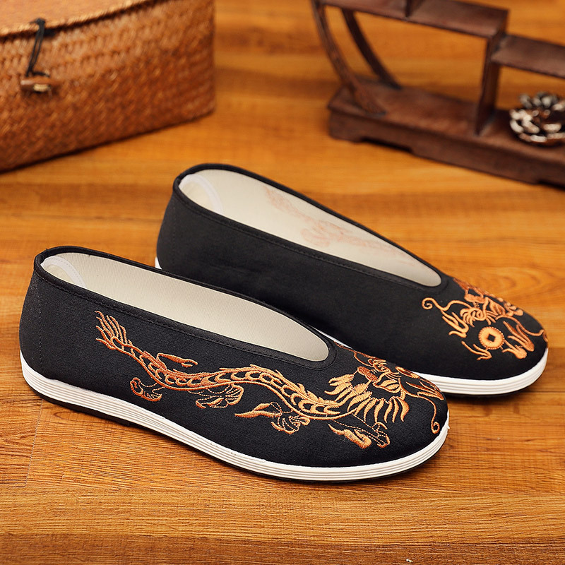 빈티지 중국어 쿵푸 신발 오래된 베이징 통기성 자수 레 - Men Shoes Yellow 리뷰 및 가격