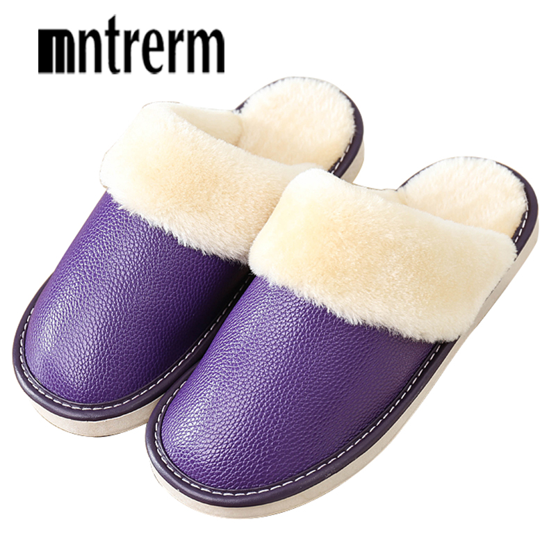 Mntrerm-천연 가죽 플러시 슬리퍼 여성용, 두꺼운 - Men Shoes Sale 리뷰 및 가격